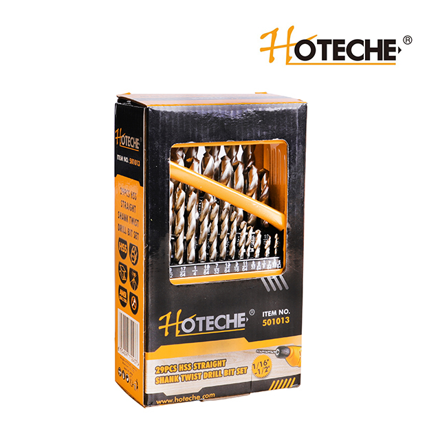 Набор спиральных сверл с прямым хвостовиком из быстрорежущей стали, 29 шт.