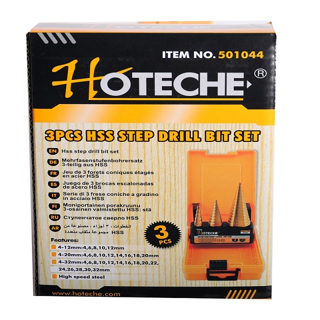 Набор ступенчатых сверл HSS, 3 шт.