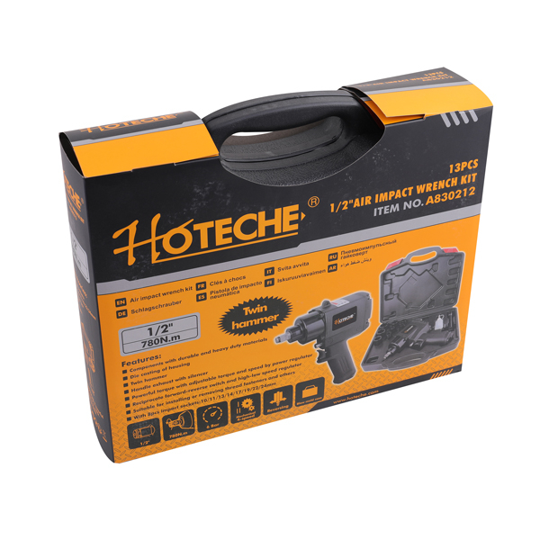 КОМПЛЕКТ ПНЕВМАТИЧЕСКИХ КЛЮЧЕЙ, 13 ШТ. (ДВОЙНОЙ МОЛОТОК)