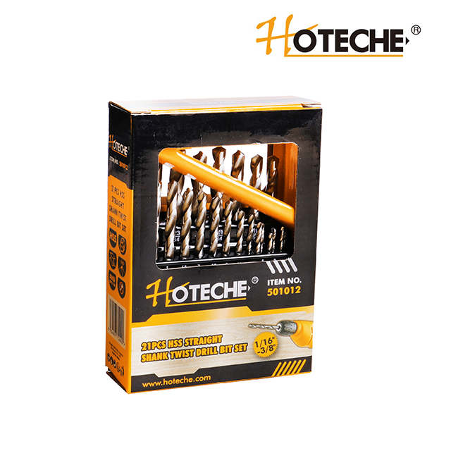 Набор спиральных сверл с прямым хвостовиком из быстрорежущей стали, 21 шт.
